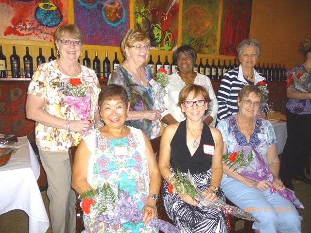 June Birthdays -Back row- Sheila Thomas, Eileen Bergin, Louise Tapper, Pat Rixmann. Front row-: Maria Hawke, Kim Crookshanks, Phyllis Zuck